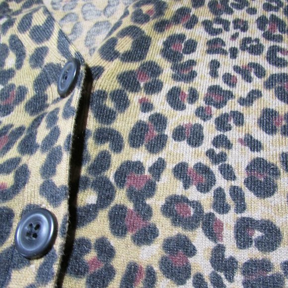 Talbots Leopard Print Knit Sweater Button Front - Picture 4 of 4
